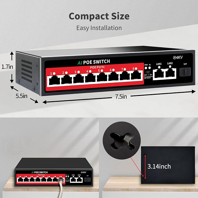 8 Port PoE+ Switch | Easy Smart Managed Ethernet Switch | Support VLAN - Image 9