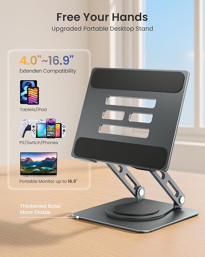 LOXP Metal Tablet Stand, 360 Rotating iPad Stand - Image 3