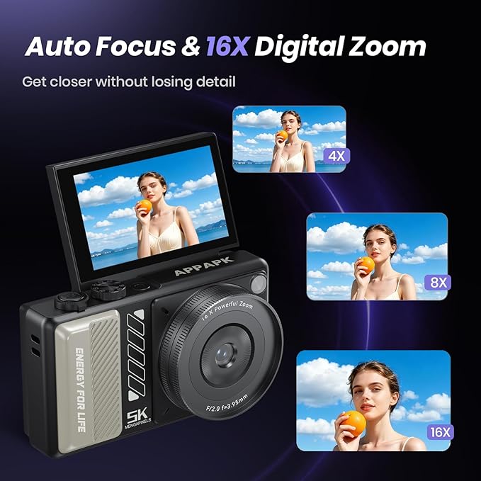 5K Digital Camera for Photography, 2026 Latest 80MP Autofocus WiFi Vlogging - Image 4