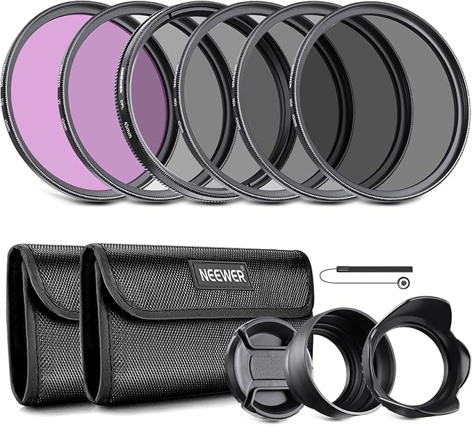 NEEWER 43mm ND Lens Filter Kit: UV, Lens Hood and Lens Cap Compatible by Neewer