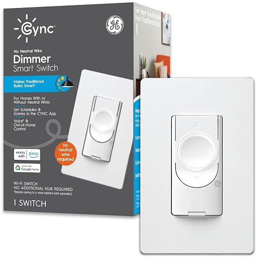 GE CYNC Smart Dimmer Light Switch, No Neutral Wire Required, Works by CYNCSmartHome