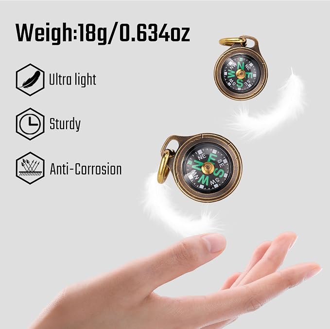 MecArmy Mini Titanium/Brass Compass, Waterproof IPX5 Pocket Compass - Image 4