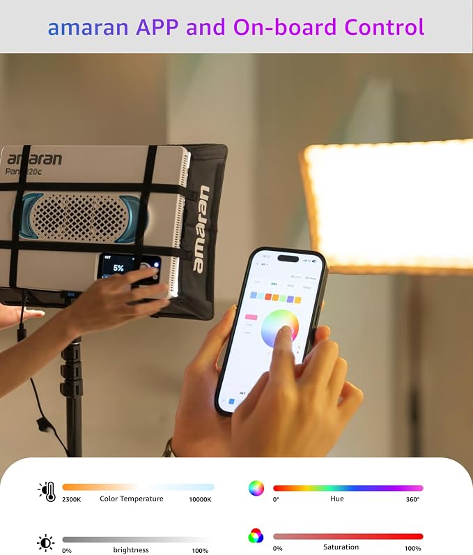 amaran Pano 120c Kit RGB LED Video Light, 120w Full Color Panel Light, Compact - Image 5