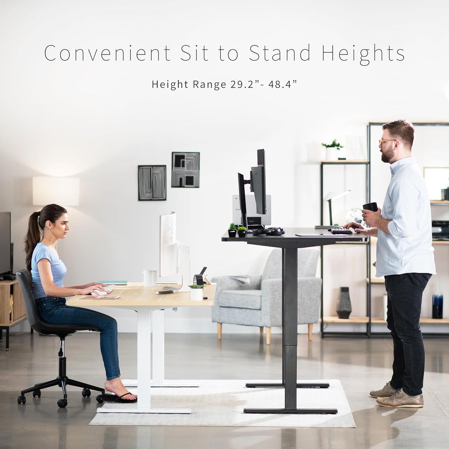 VIVO Electric 71 x 36 in Standing Desk, Memory Height Adjustment, 1B Series, Black Top Black Frame, DESK-KIT-1B7B-36