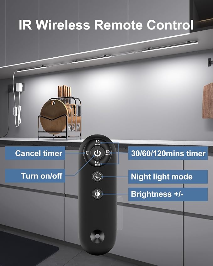 Remote Control Under Cabinet Led Light Plug in, Dimmable Daylight White 4500K - Image 2