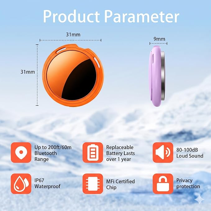 2 Pack Tracker Tags Pair with Apple Find My Bluetooth Air Smart Tags Key Finder - Image 7