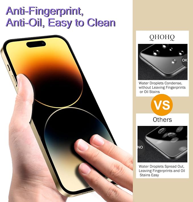 QHOHQ 3 Pack Screen Protector for iPhone 14 Pro 6.1 Inch - Image 5