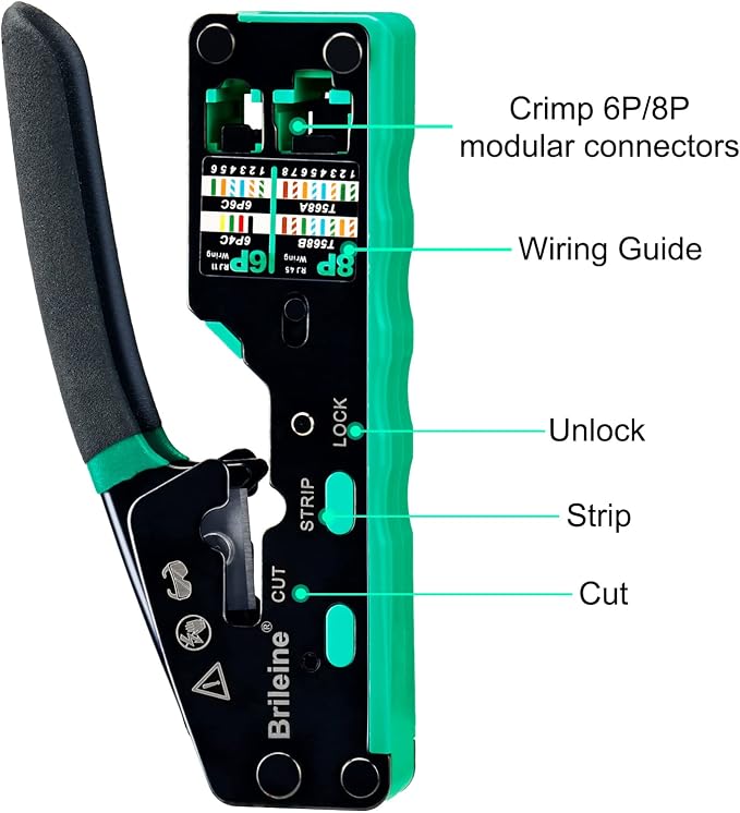 RJ45 Crimp Tool Pass Through Kit Ethernet Crimper Cat5 Cat5e Cat6 Crimping Tool - Image 3
