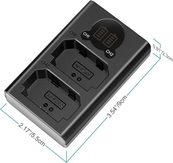NEEWER 2 Pack 2280mAh NP-FZ100 Replacement Battery and Dual USB Charger - Image 6