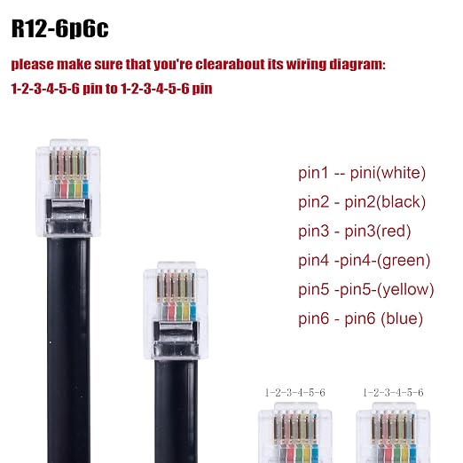RJ12 Cable Phone Cord RJ12 6P6C Male to Male Straight Wired - Image 4