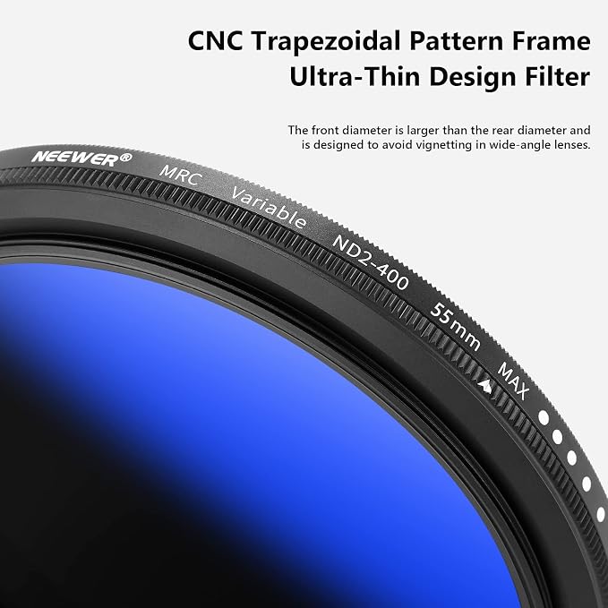 NEEWER 55mm Variable ND Filter ND2-ND400, Neutral Density Filter, Water and - Image 4