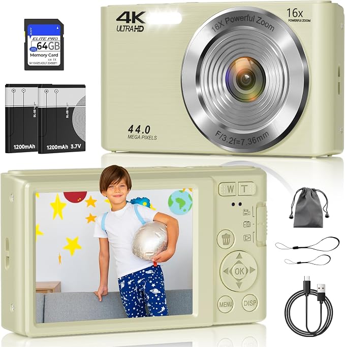 Digital Camera, FHD 4K 44MP Digital Camera, 16X Digital Zoom, Digital Point and by CEYE