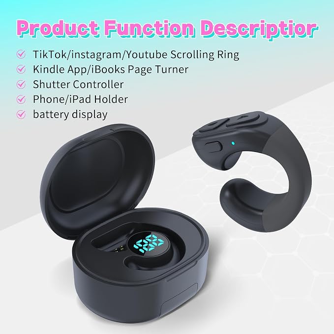 TikTok Scrolling Ring Remote, Hands‑Free Scroll/Like/Next/Volume Control - Image 7