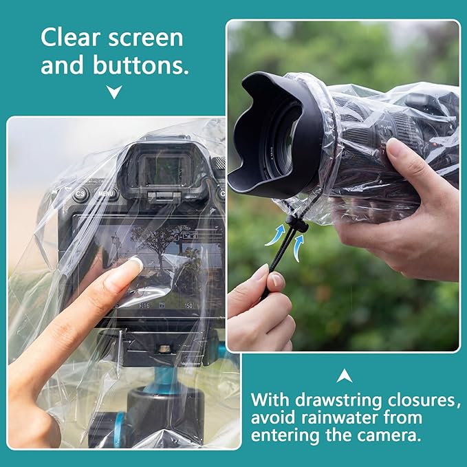 Sabary 10 Pack Clear Camera Rain Covers Waterproof Dustproof PE Lens Sleeves - Image 3