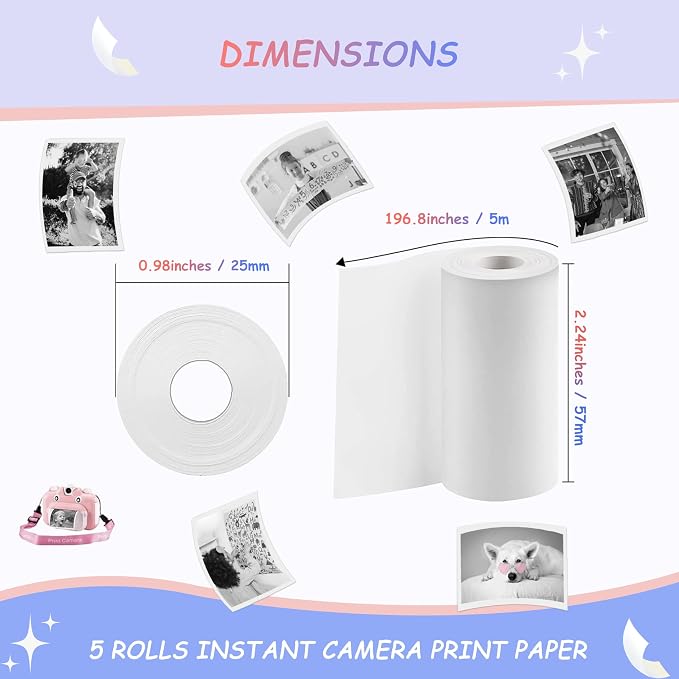 5 Rolls MIARALA Instant Print Kids Camera Paper Roll Refill, HD Print Camera - Image 5