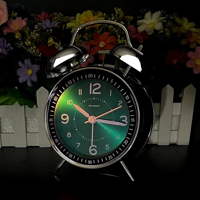 Peakeep Loud Alarm Clock for Heavy Sleepers Adults, Metal 4.5" Twin Bell - Image 6
