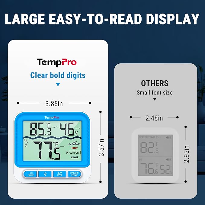 TempPro Waterproof Wireless Pool Thermometer Easy Read, Digital Pool - Image 5