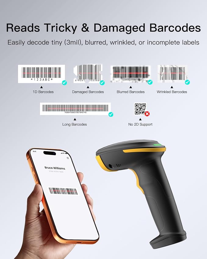 Inateck 1D Bluetooth Barcode Scanner - Image 2