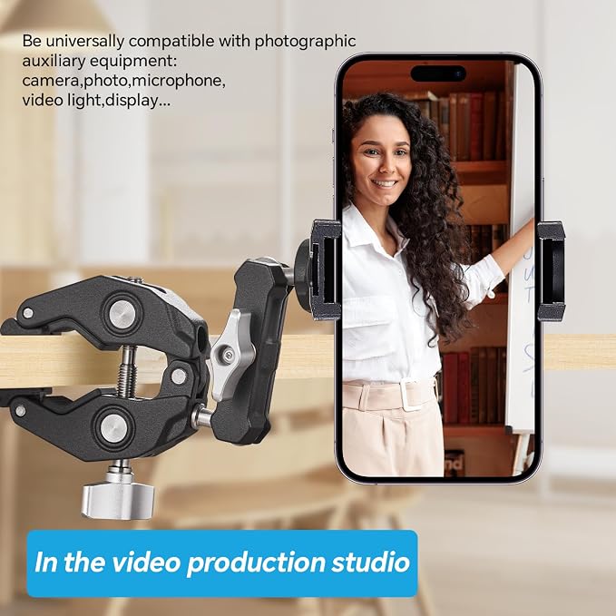 Super Clamp Camera Clamp Mount Monitor 360°Ballhead Magic Arm Double Ball Head - Image 7