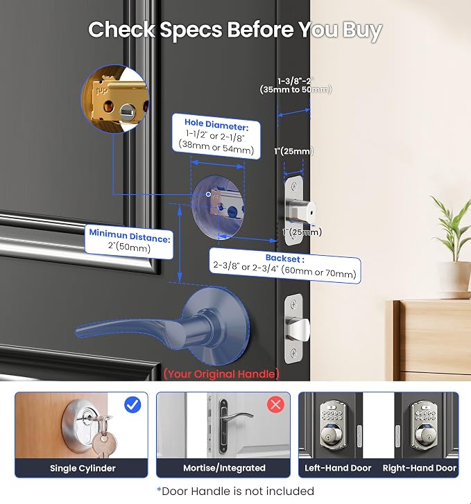 Veise VE012W Built-in WiFi Fingerprint Smart Lock, App Remote Control, - Image 12