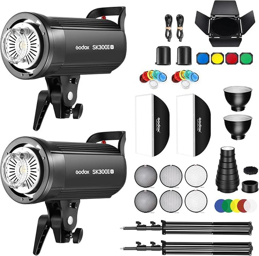 Godox Sk300ii-v Sk300iiv*2Kit Upgraded Strobe Flash 600Ws GN58 5700K Bowens by GODOX