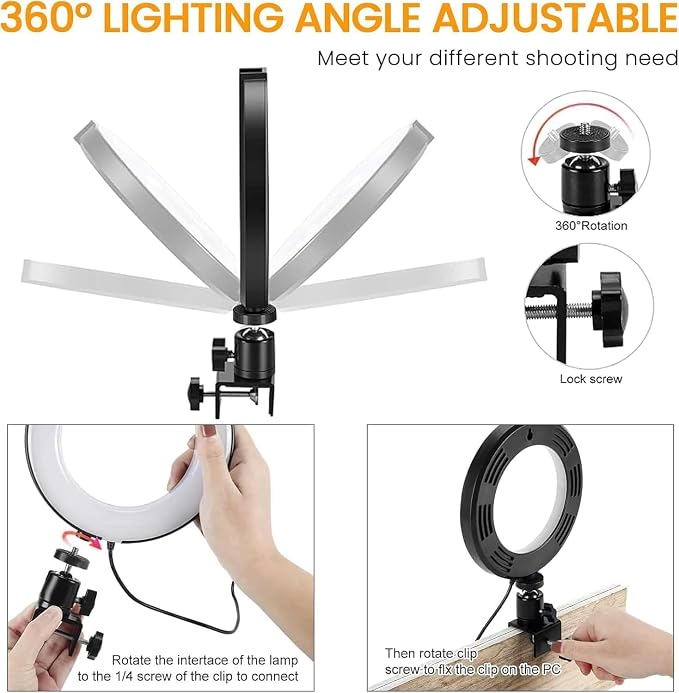 Video Conference Lighting Kit, Ring Light Clip on Laptop Monitor - Image 4