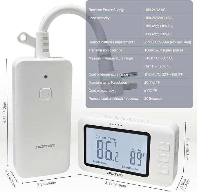 DIGITEN Wireless Thermostat Outlet Temperature Controlled Outlet - Image 2