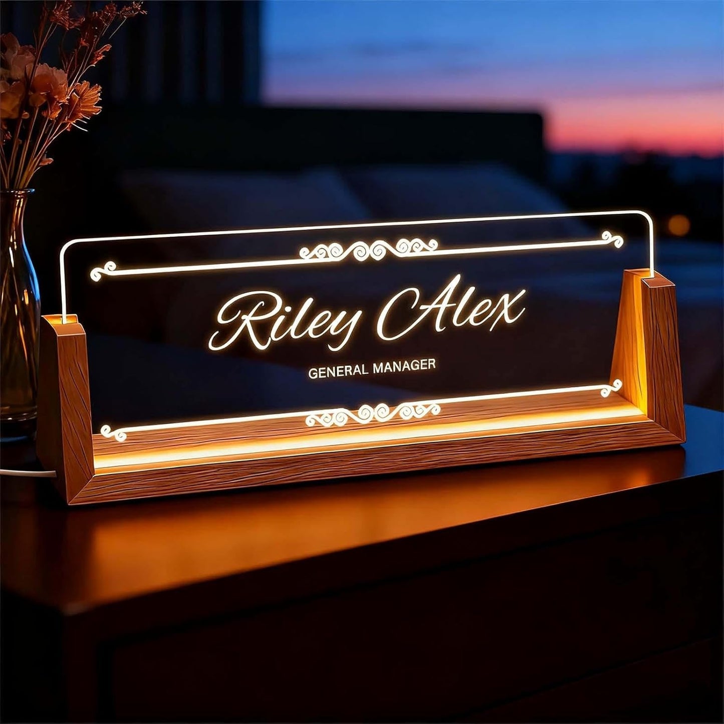 Custom Office Name Plate, Personalized Light Up Desk Sign for Coworkers Team Members, Employee Appreciation Gifts