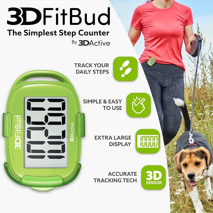 3DActive 3DFitBud Simple Step Counter Walking 3D Pedometer - Image 2