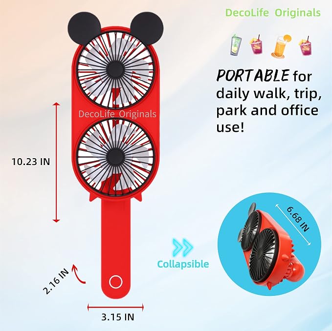 Cute Personal Mini Fan, Handheld & Portable USB Rechargeable Fan, 3 Adjustable - Image 4