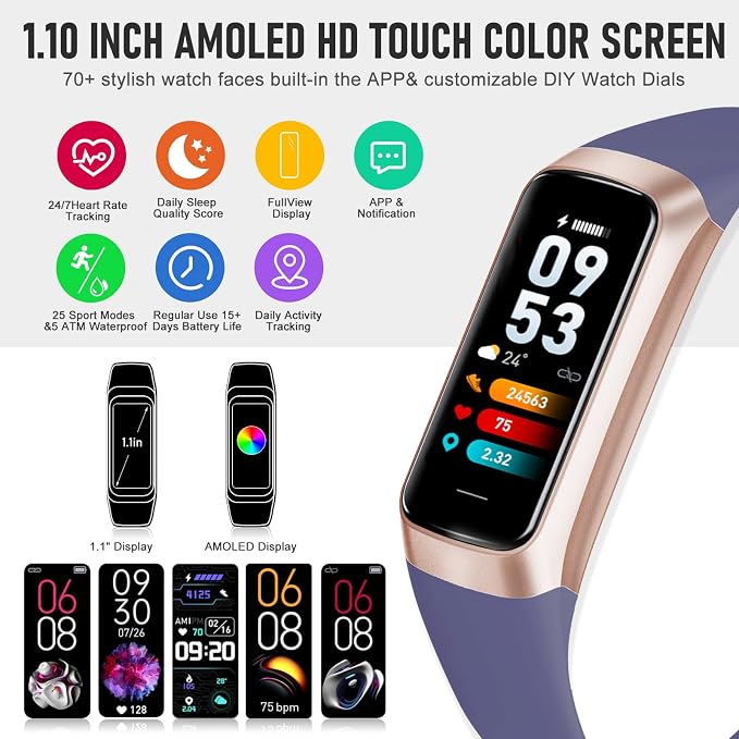 Fitness Tracker with 24/7 Heart Rate, Health Tracker with Step Counter Calories - Image 2