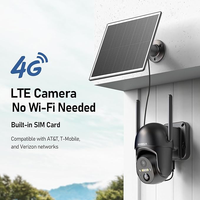 SEHMUA 4G LTE Cellular Solar Security Camera Wireless Outdoor, No Wi-Fi Solar - Image 2