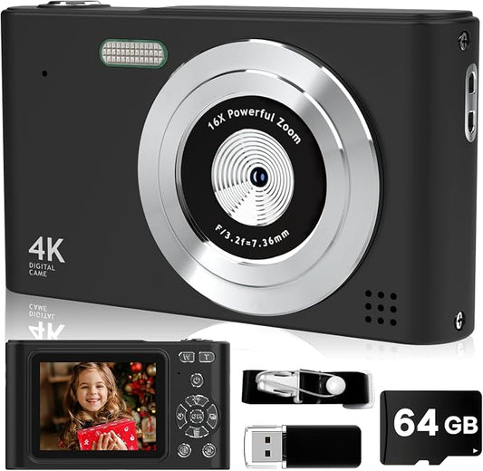 Digital Camera, 44MP Full HD 1080P Point and Shoot Camera by BEARBISU