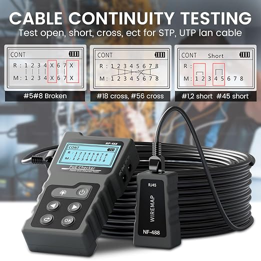 RJ45 Network Cable Tester, VXSCAN Multifunction Poe Ethernet Cable Tester Kit - Image 5
