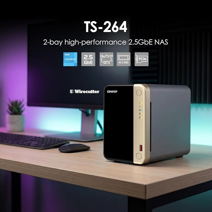 QNAP TS-264-8G-US 2 Bay High-Performance Desktop NAS - Image 2