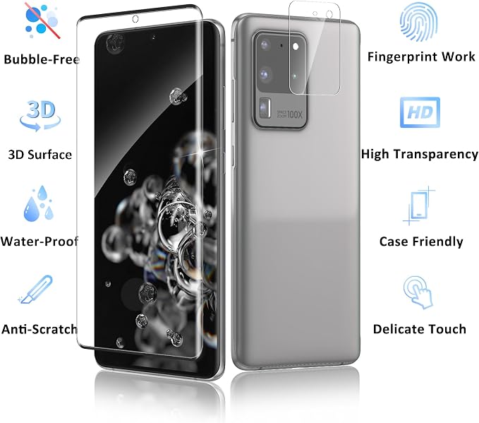 2+2 Pack for Samsung Galaxy S20 Ultra Screen Protector and Camera Protector - Image 7