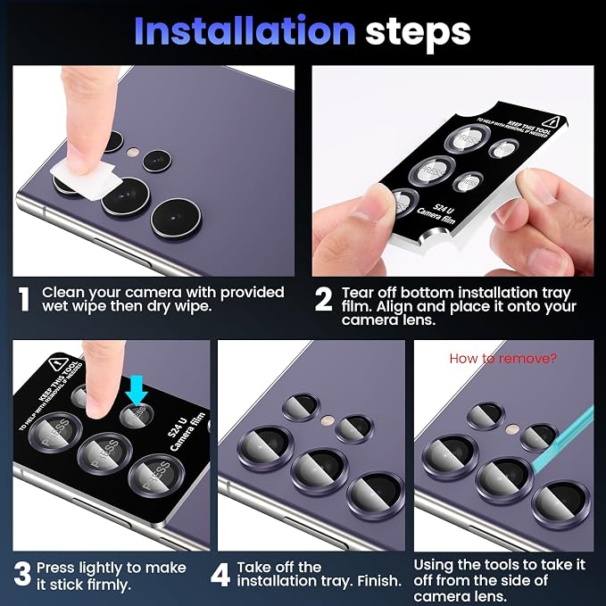 Tensea (3+2PCS for Samsung Galaxy S24 Ultra 5G Camera Lens Protector, 9H - Image 7