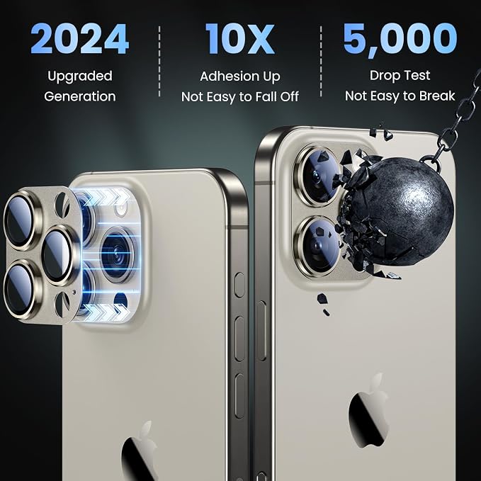 Uyiton Compatible with iPhone 16 Pro/iPhone 16 Pro Max Camera Lens Protector - Image 2