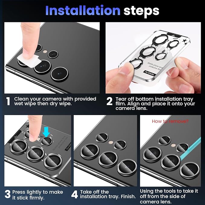 Tensea (3+2PCS for Samsung Galaxy S24 Ultra 5G Camera Lens Protector, 9H - Image 7