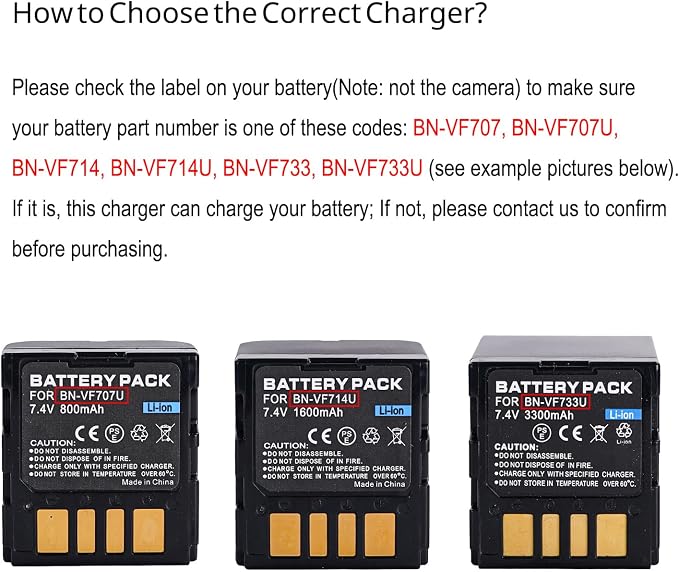 BN-VF707 Battery Charger for JVC BN-VF707U - Image 2