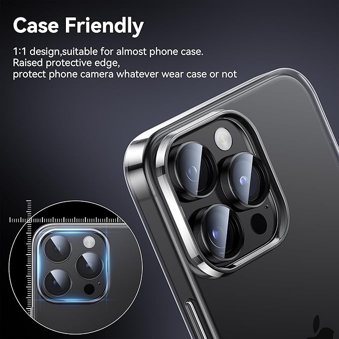 WSKEN for iPhone 15 Pro/iPhone 15 Pro Max Camera Lens Protector, Shatterproof - Image 5