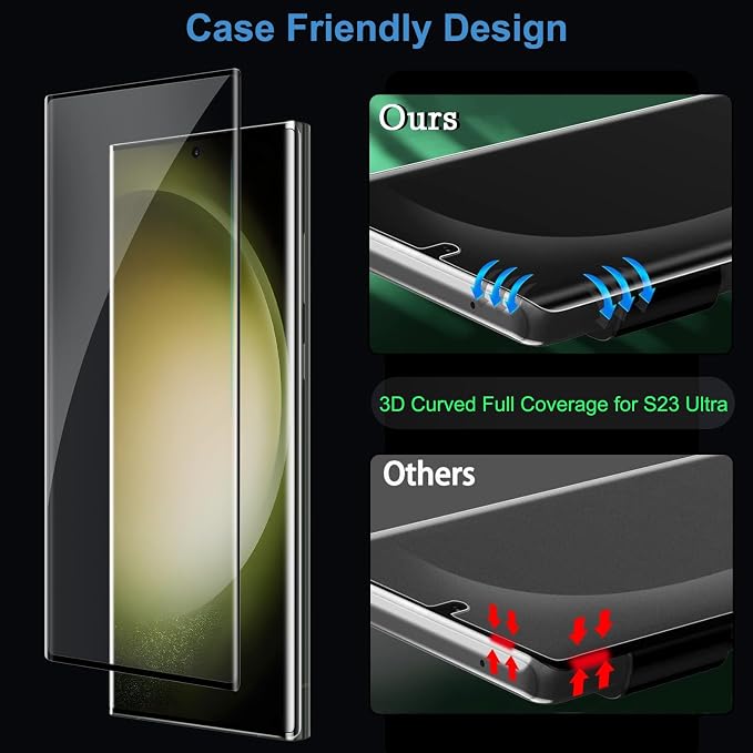 3 Pack Galaxy S23 Ultra Screen Protector, HD Clear Tempered Glass, Fingerprint - Image 7