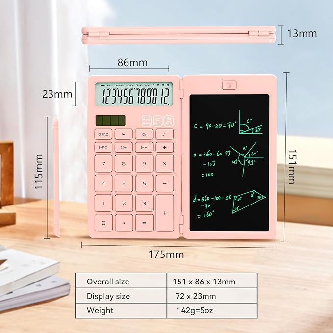 Desk Calculators with Erasable LCD Notepad ROATEE Basic Calculators Pink Cute - Image 4