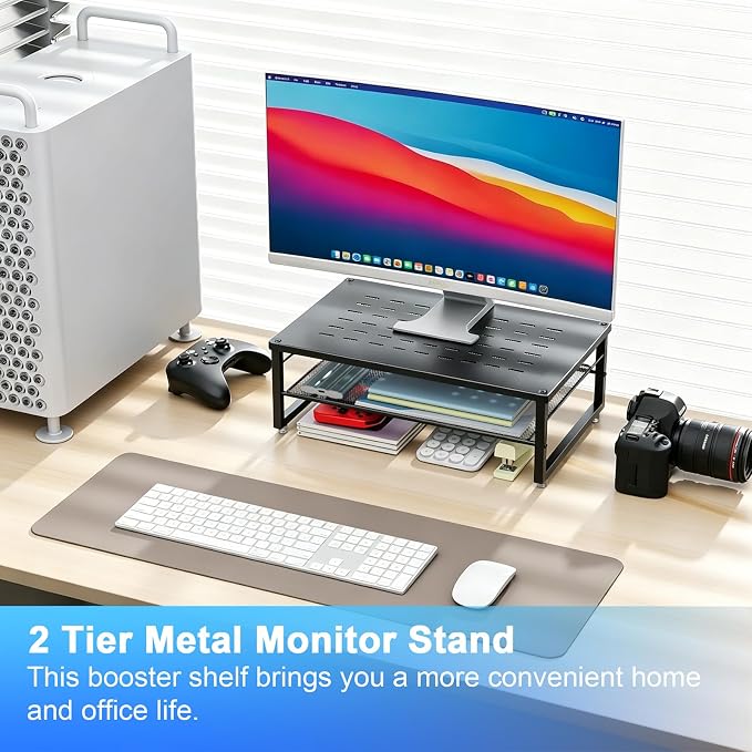 gianotter Desk Organizers and Accessories, 2-Tier Metal Monitor Stand Riser - Image 2