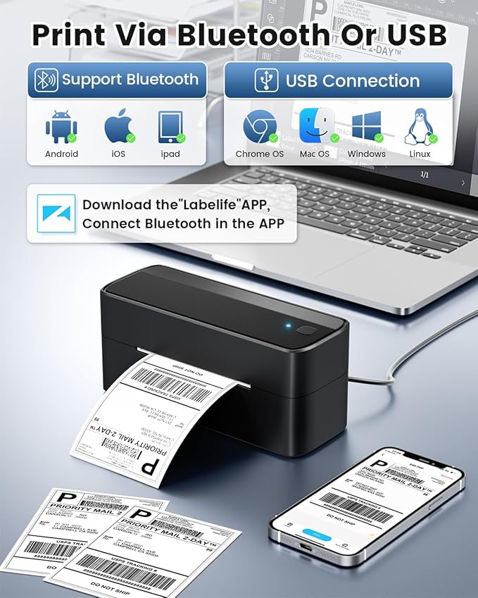 Phomemo Bluetooth Shipping Label Printer, 241BT 4X6 Wireless Thermal Label - Image 2