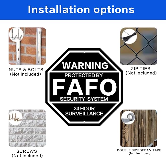 2Pack 10'' x 10'' Protected by FAFO Reflective Funny Security Sign, - Image 4