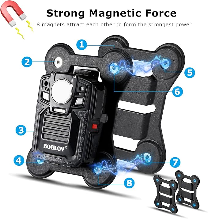 BOBLOV Body Camera Magnet Mount, Two Pieces Magnets Clips, Universal Magnetic - Image 7