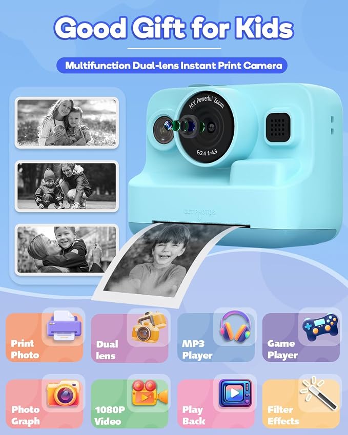 Dylanto Kids Camera Instant Print, 1080P Kids Instant Cameras that Print Photos - Image 2