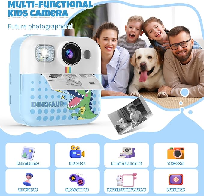Instant Print Camera for Kids, Toddler 1080P Toys Printable Selfie Cameras - Image 2