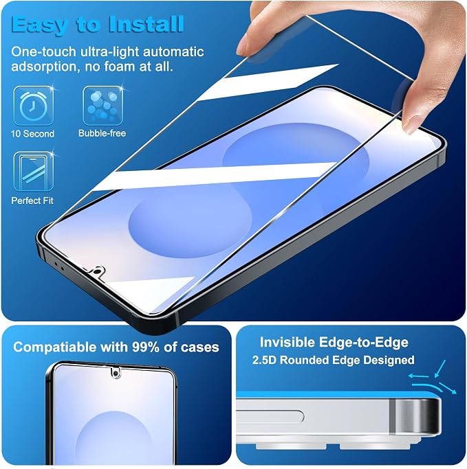 Pack Galaxy A17 5G Screen Protector, HD Clear Tempered Glass, Fingerprint Unlock - Image 4